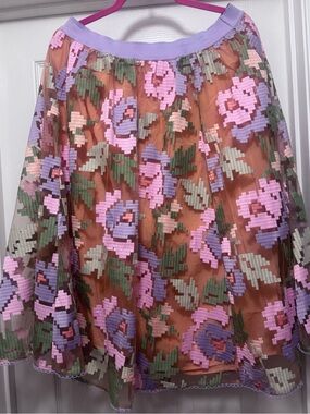 Maeve by Anthropologie Pixelated Tulle Midi Skirt